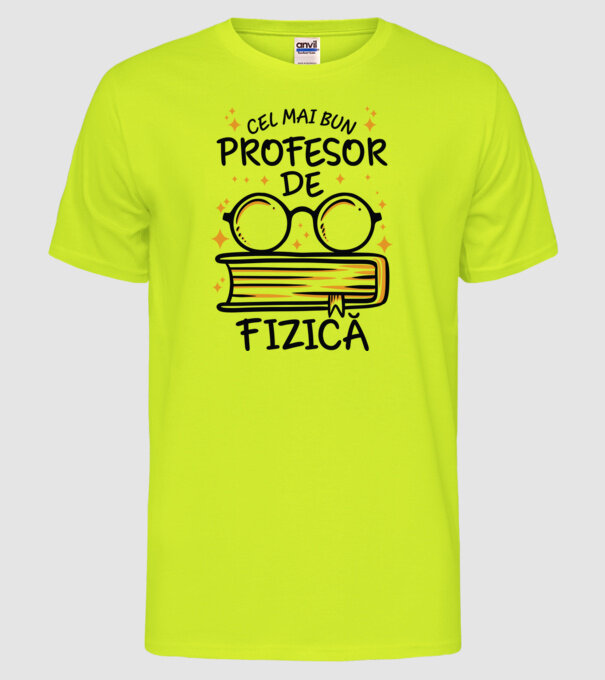 Cel mai profesor fizică model galben neon pe tricou