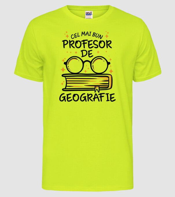 Cel mai profesor geografie model galben neon pe tricou