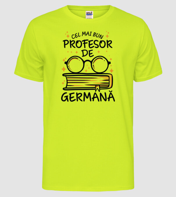 Cel mai profesor germană model galben neon pe tricou