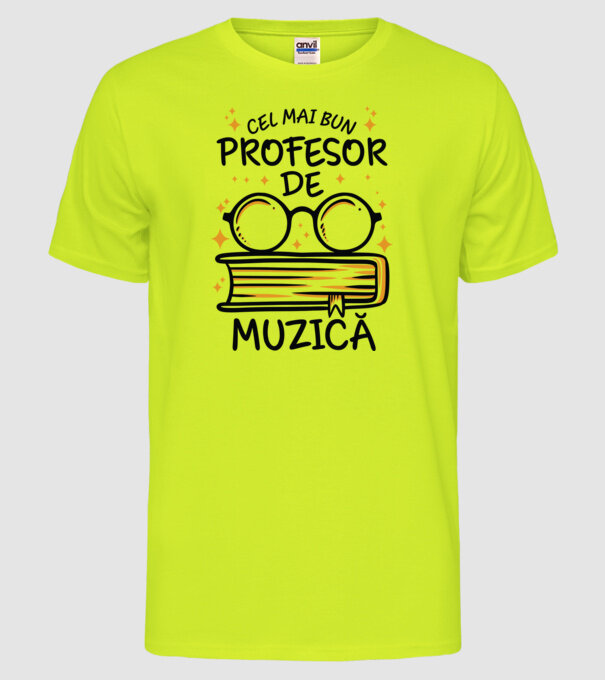 Cel mai profesor muzică model galben neon pe tricou