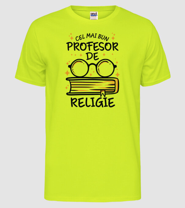 Cel mai profesor religie model galben neon pe tricou