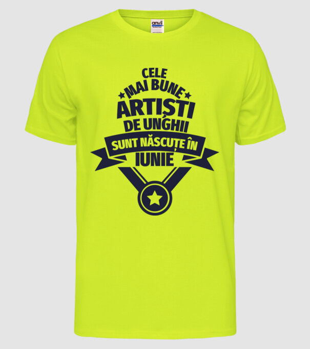 Cei mai buni artiști de unghii sunt născuți în Iunie model galben neon pe tricou