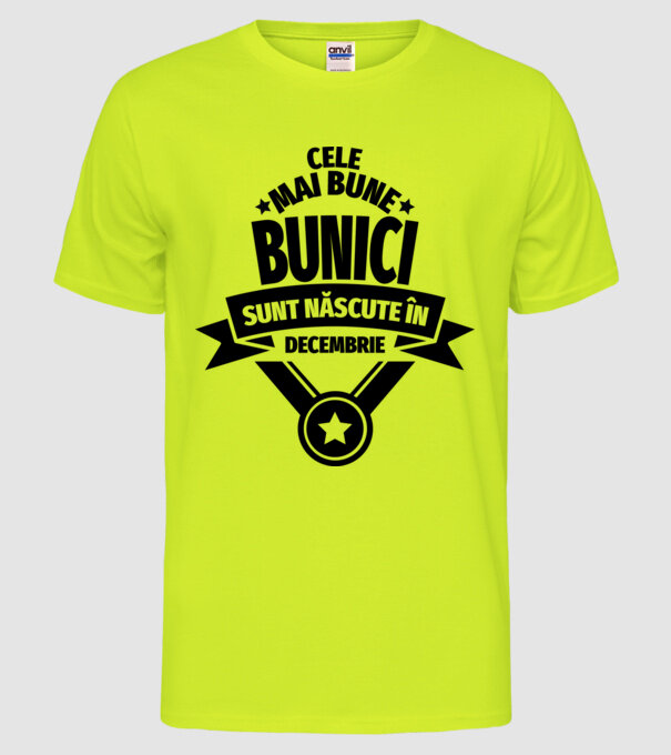 Cele mai bune bunici sunt născute în decembrie. model galben neon pe tricou
