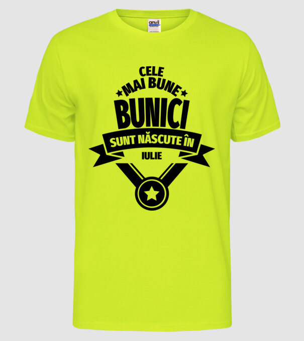 Cele mai bune bunici sunt născute în iulie. model galben neon pe tricou
