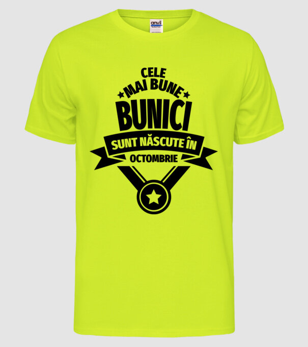 Cele mai bune bunici sunt născute în octombrie. model galben neon pe tricou