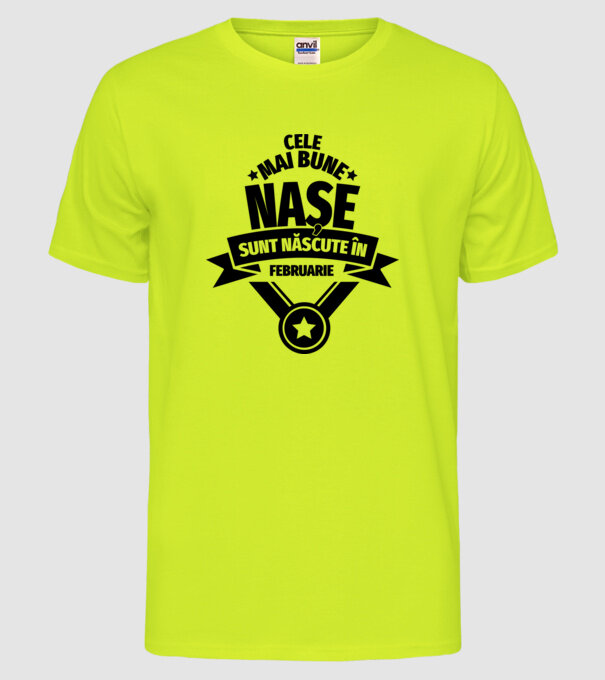 Cele mai bune nașe sunt născute în februarie. model galben neon pe tricou