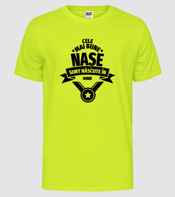 Cele mai bune nașe sunt născute în iunie. model galben neon pe tricou