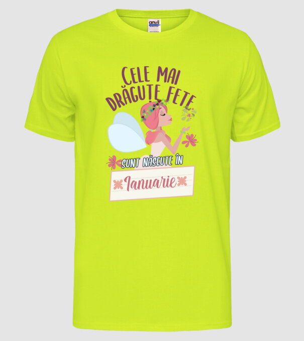 Cele mai drăguțe fete sunt născute în ianuarie. model galben neon pe tricou