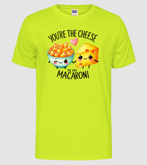 Cheese to my Macaroni model galben neon pe tricou
