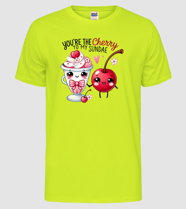Cherry to my Sunday model galben neon pe tricou