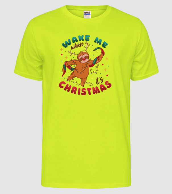 Christmas Sloth model galben neon pe tricou