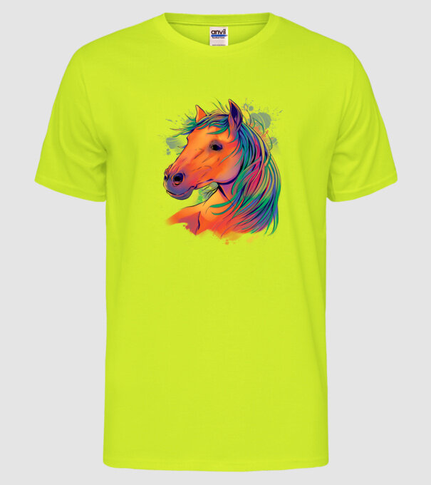Colorful Horse model galben neon pe tricou