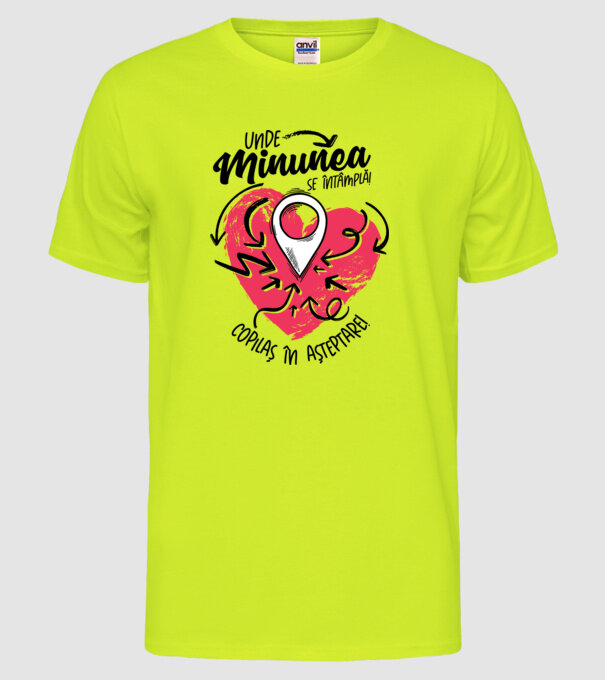 Copilaș în așteptare model galben neon pe tricou