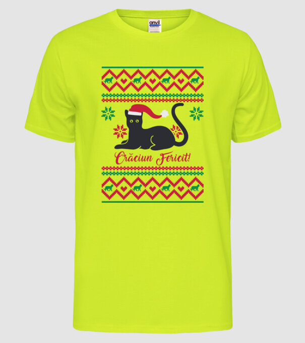 crăciun fericit model galben neon pe tricou