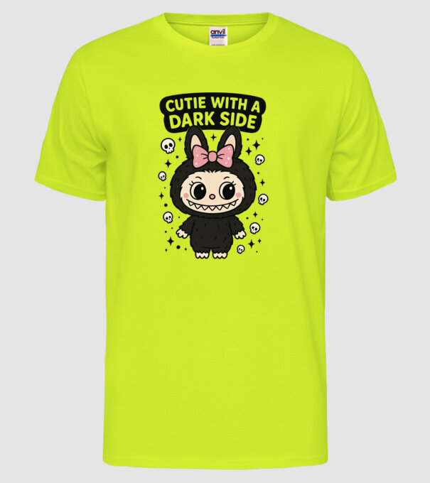 Cutie with a dark side model galben neon pe tricou
