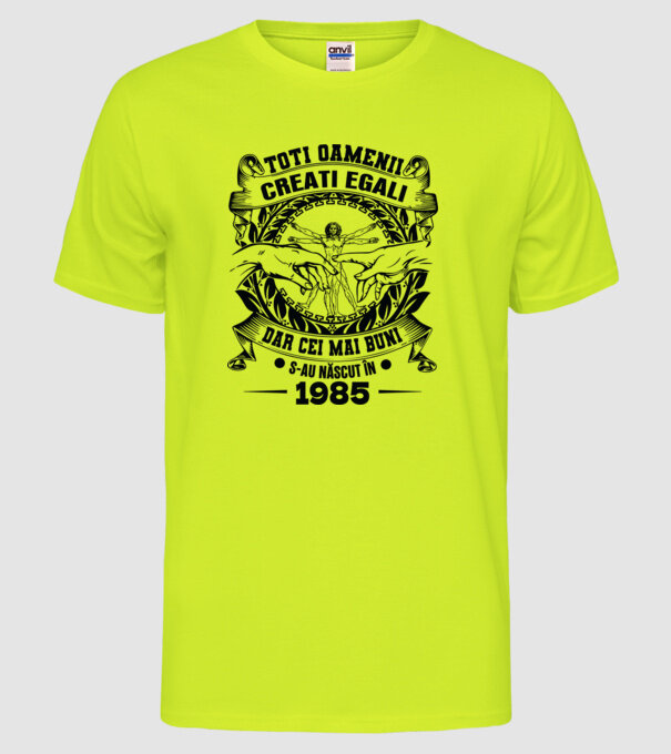 Da Vinci 40 1985 model galben neon pe tricou