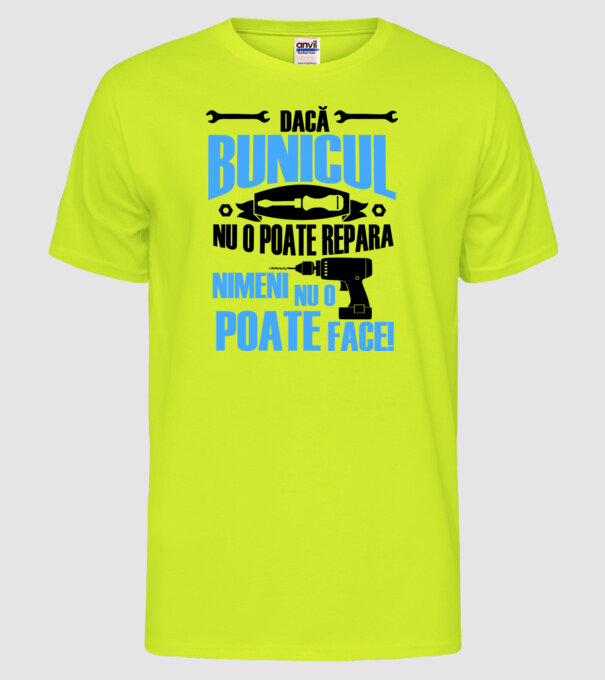 Dacă bunicul nu o poate repara, nimeni nu o poate face model galben neon pe tricou
