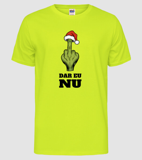 Dar eu NU alb model galben neon pe tricou