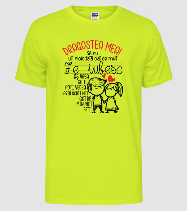 Dragostea mea Cât de minunat ești model galben neon pe tricou