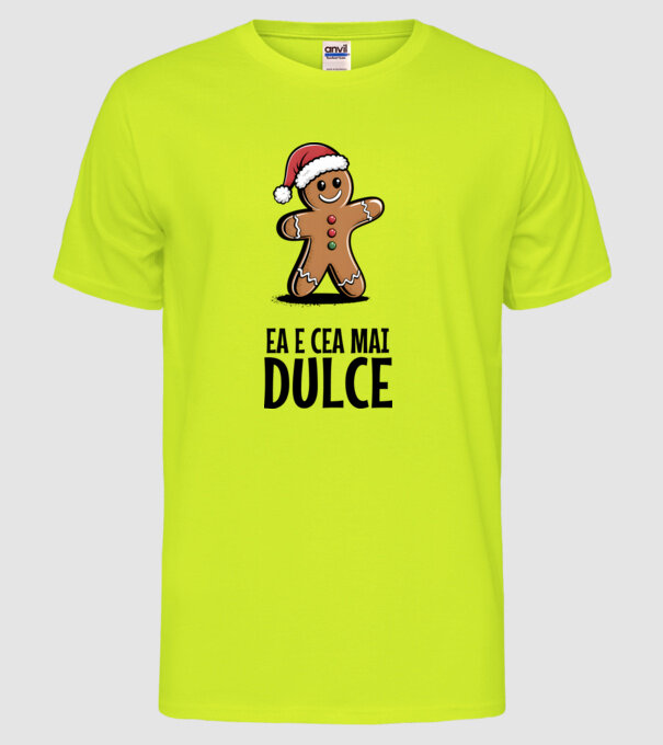 Ea e cea mai dulce alb model galben neon pe tricou