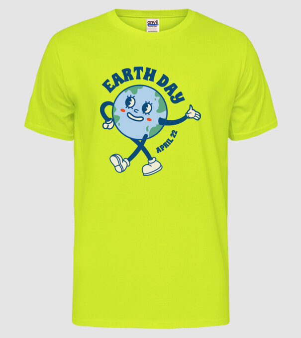 Earth Day model galben neon pe tricou