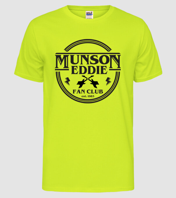 eddie munson fan club est 1983 model galben neon pe tricou