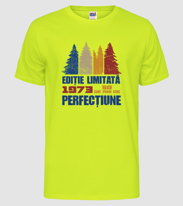 Ediție limitată 1973 - 50 de ani de perfecțiune model galben neon pe tricou