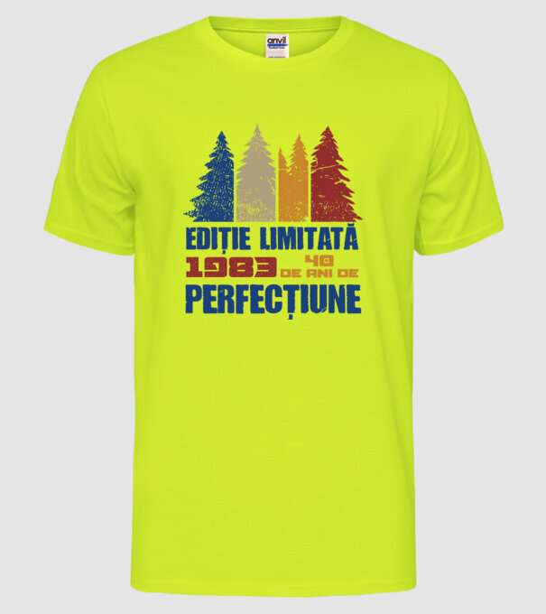Ediție limitată 1983 - 40 de ani de perfecțiune model galben neon pe tricou