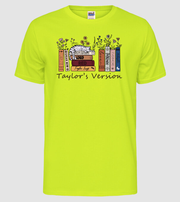Eras tour books color cat model galben neon pe tricou