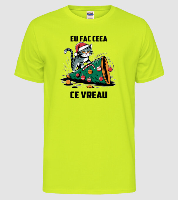 Eu fac ceea ce vreau Alb model galben neon pe tricou