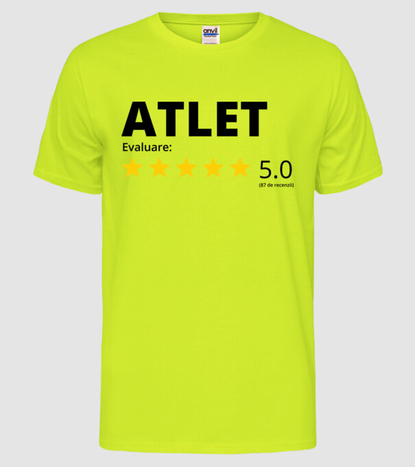 Evaluare 5 ATLET model galben neon pe tricou