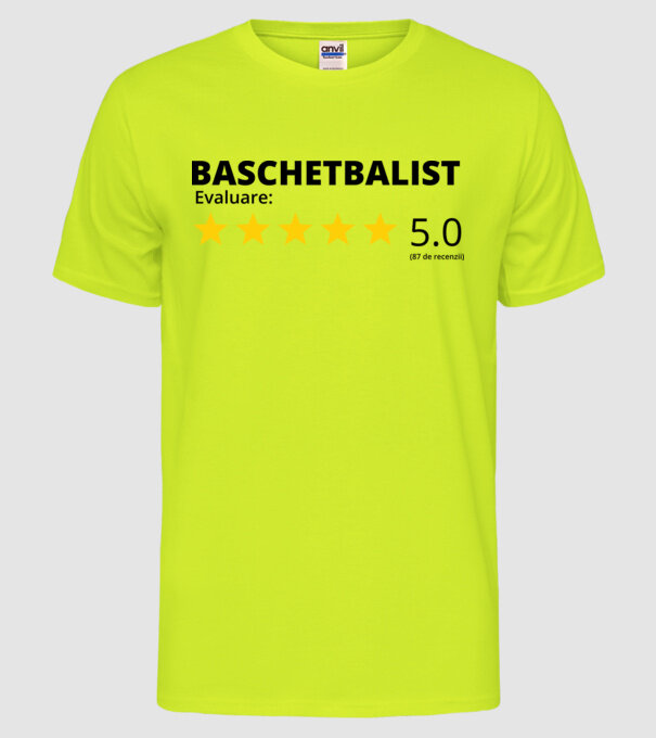 Evaluare 5 BASCHETBALIST model galben neon pe tricou