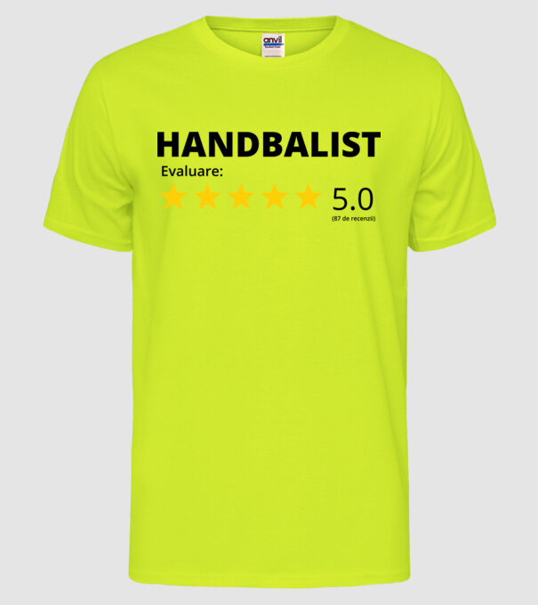 Evaluare 5 HANDBALIST model galben neon pe tricou