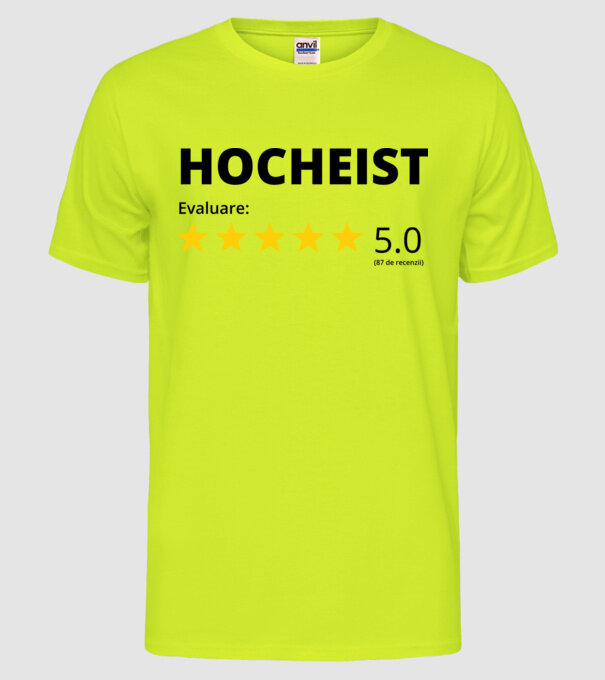 Evaluare 5 HOCHEIST model galben neon pe tricou