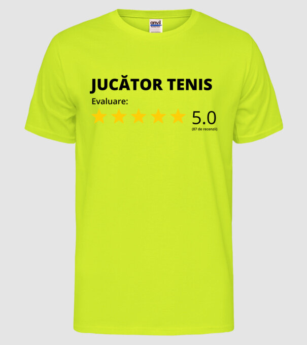 Evaluare 5 JUCĂTOR de TENIS model galben neon pe tricou