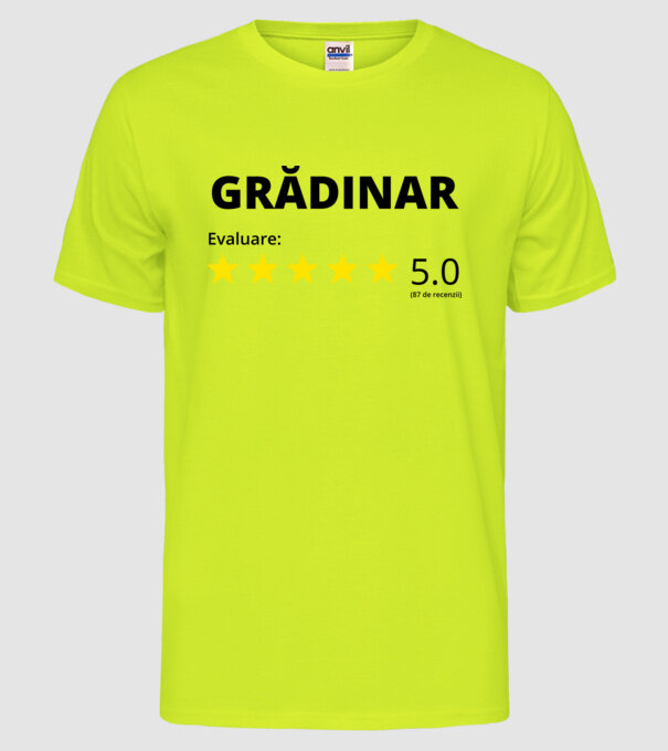 Evaluare Grădinar model galben neon pe tricou