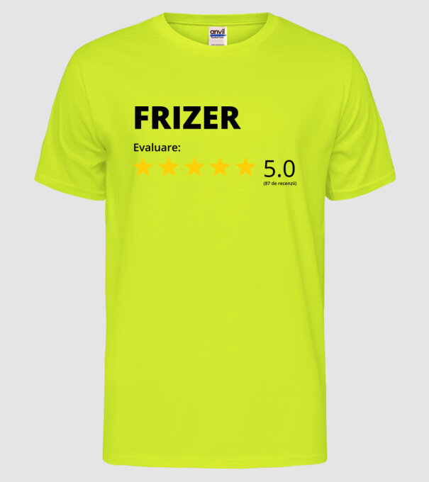 Evaluare - FRIZER model galben neon pe tricou