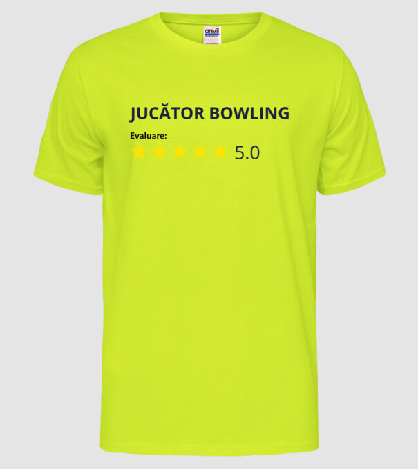 evaluare: jucător bowling de 5 stele model galben neon pe tricou