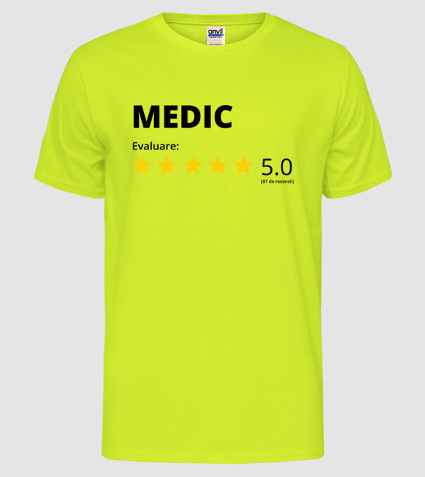Evaluare - MEDIC model galben neon pe tricou