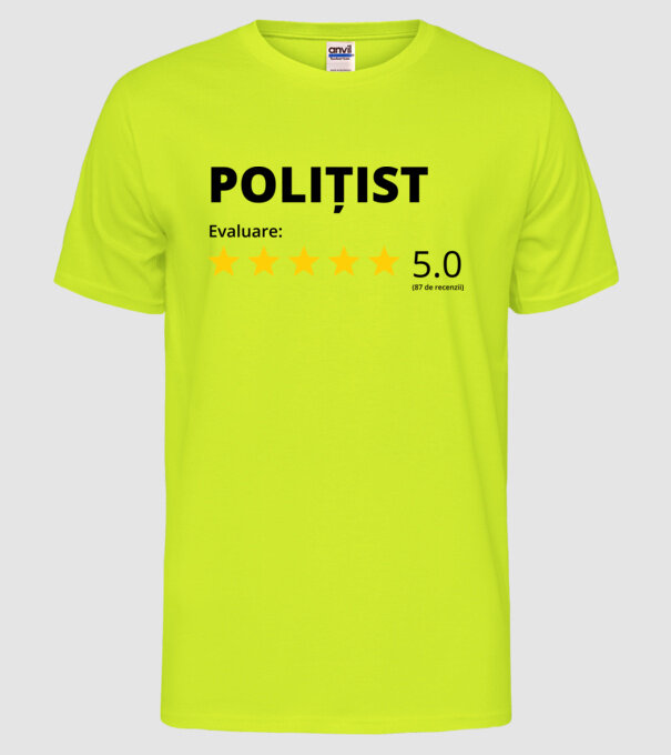 Evaluare - POLIȚIST model galben neon pe tricou