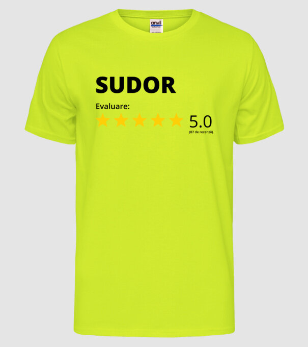 Evaluare - SUDOR model galben neon pe tricou