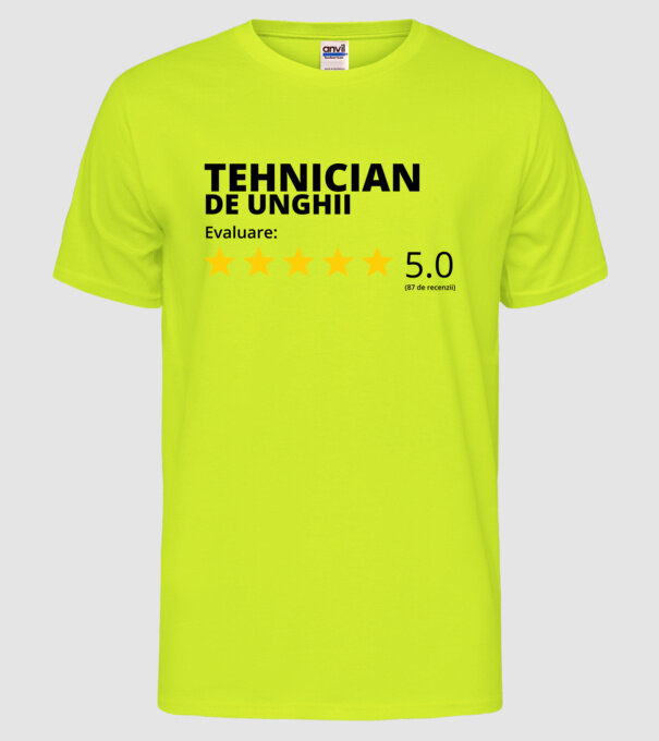 Evaluare - TEHNICIAN DE UNGHII model galben neon pe tricou