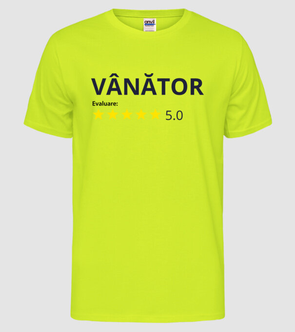 evaluare: vânător de 5 stele model galben neon pe tricou