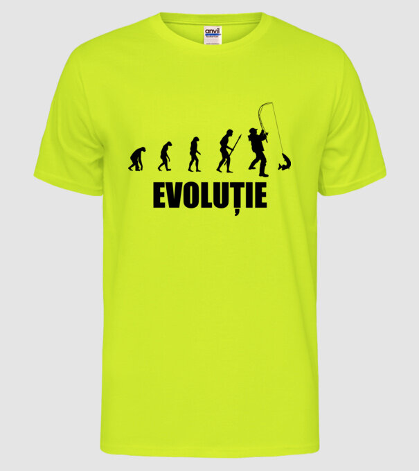 Evoluție Pescuit model galben neon pe tricou