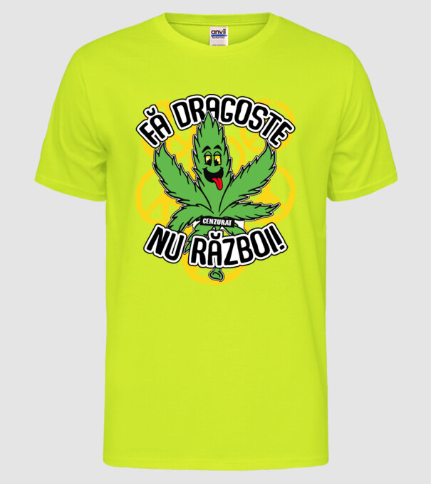 fă dragoste, nu război! (cenzurat) model galben neon pe tricou