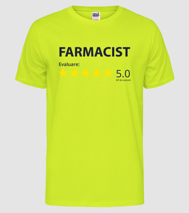 farmacist evaluare model galben neon pe tricou