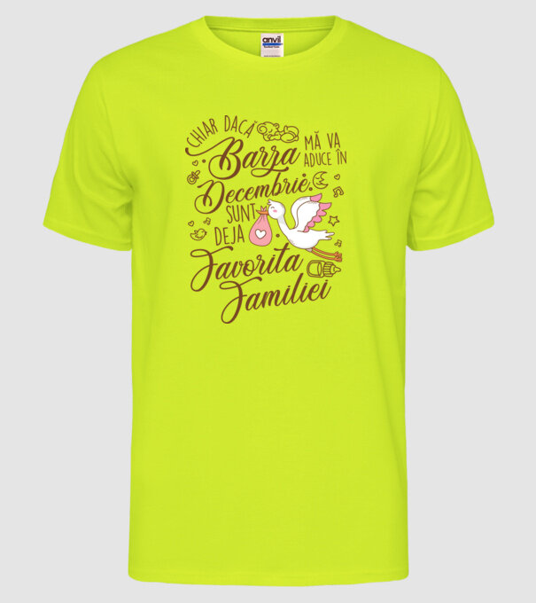 Favorita familiei DECEMBRIE model galben neon pe tricou