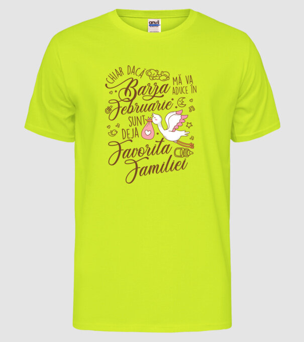 Favorita familiei FEBRUARIE model galben neon pe tricou