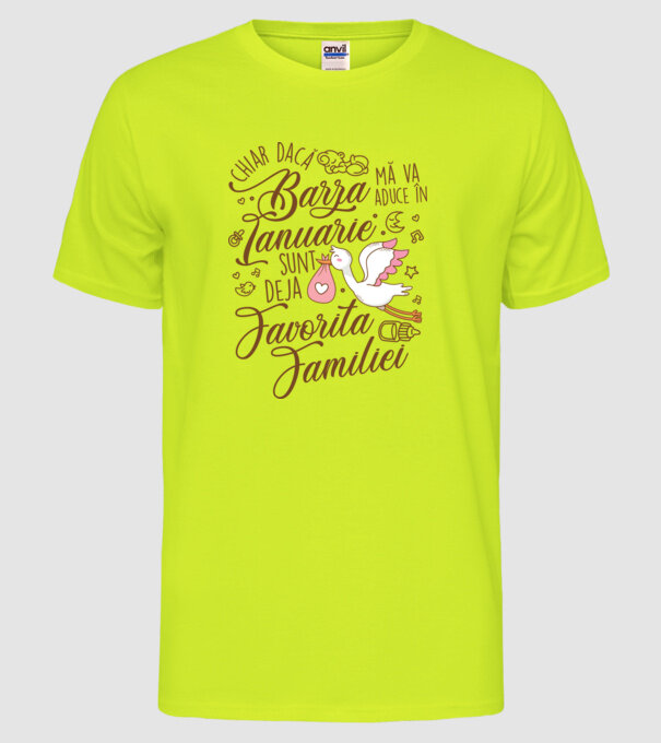 Favorita familiei IANUARIE model galben neon pe tricou