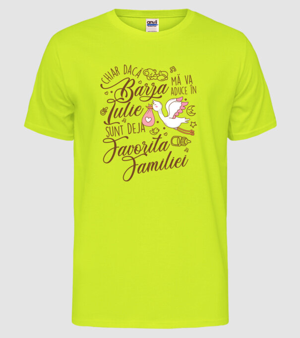 Favorita familiei IULIE model galben neon pe tricou